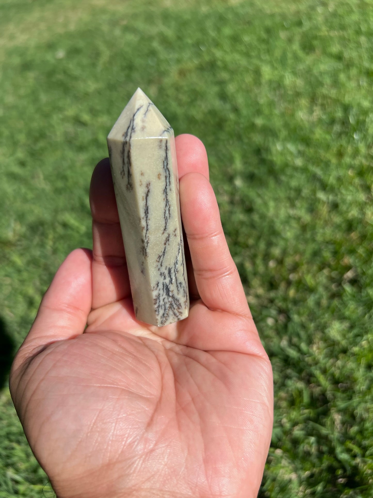 ✨Connect with Nature's Wisdom: Dendritic Jasper Obelisk Tower✨