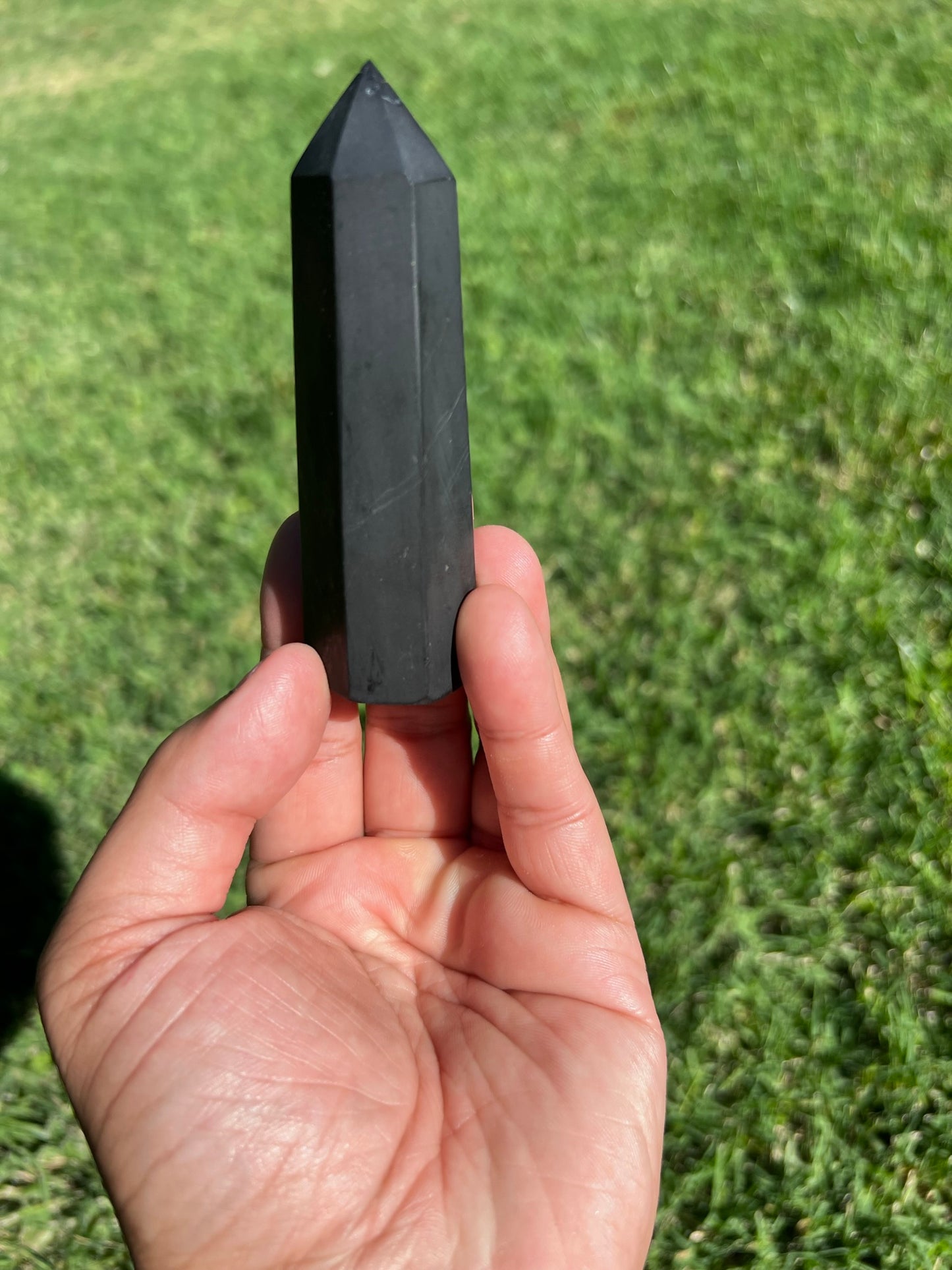 ✨Shungite Crystal Tower with Golden Streaks - Rare & Powerful EMF Protection✨