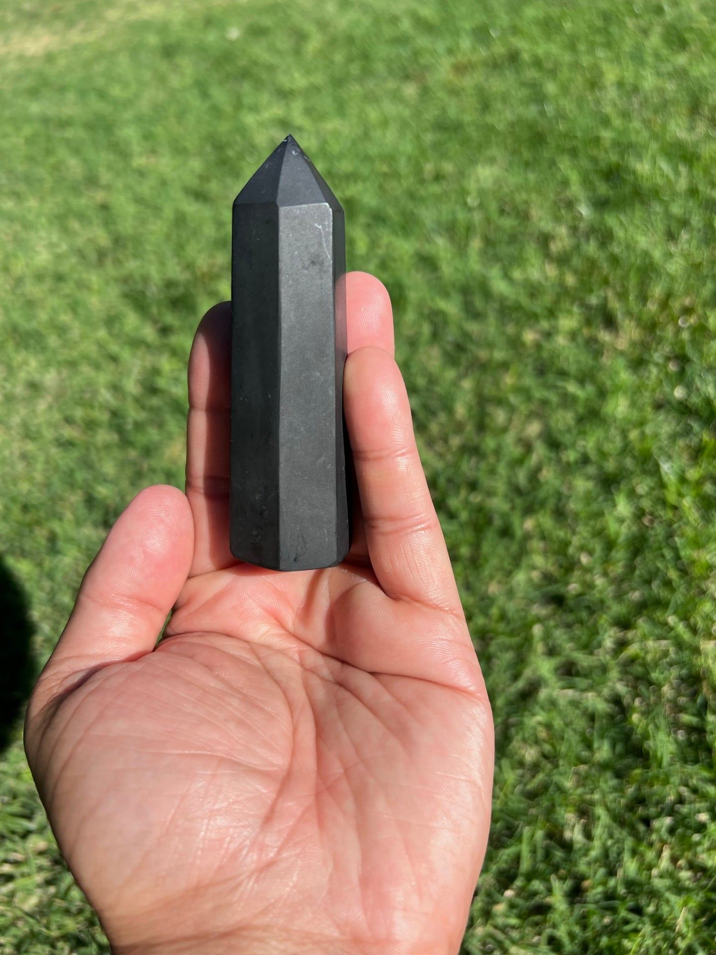 ✨Shungite Crystal Tower with Golden Streaks - Rare & Powerful EMF Protection✨